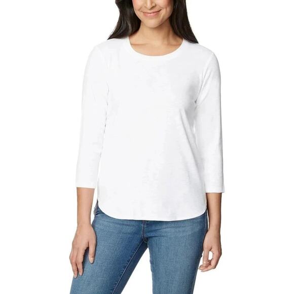 Kirkland Signature Women's Long-Sleeve Slub Tee White Size L - Picture 1 of 5